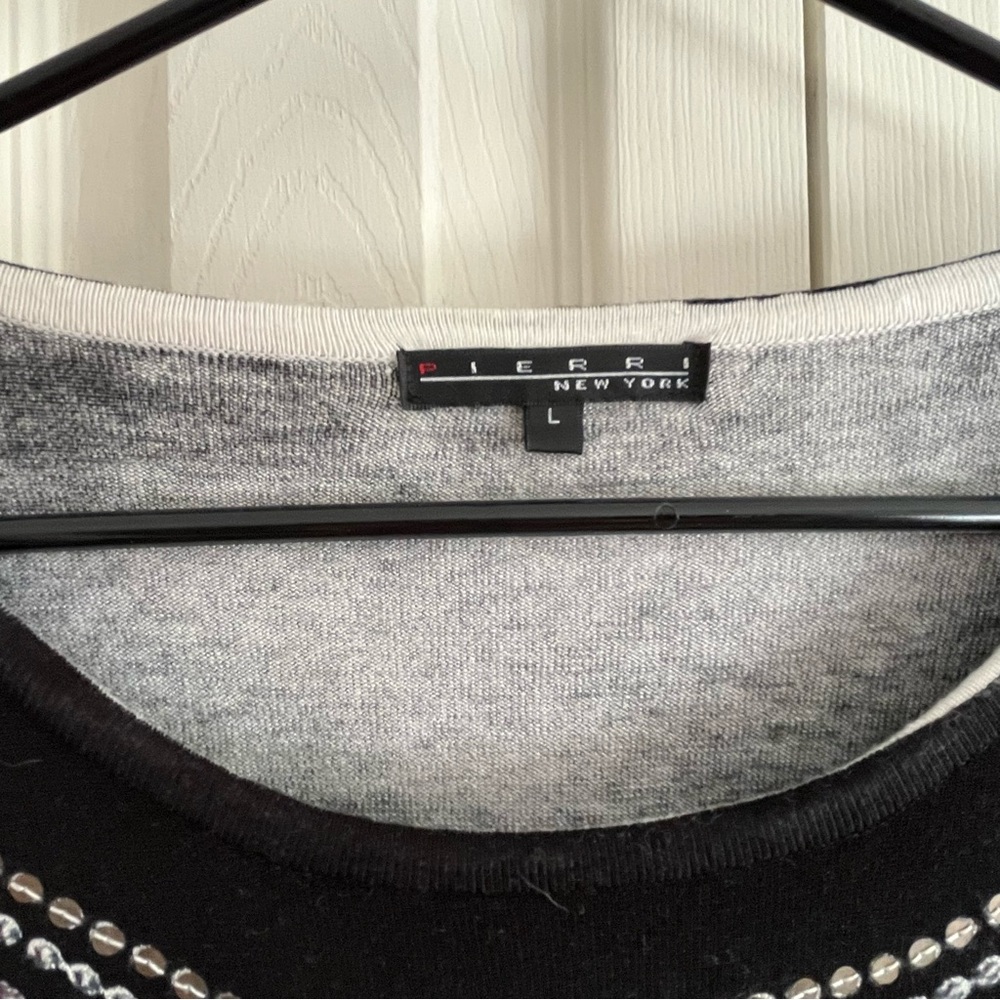 Pierri New York Black and White Embellished Sweater - Picture 3 of 6